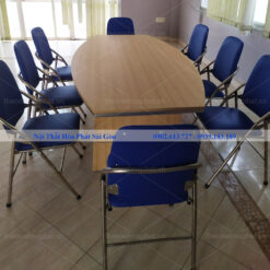 Hình thực tế bàn họp oval HRH1810 gỗ công nghiệp