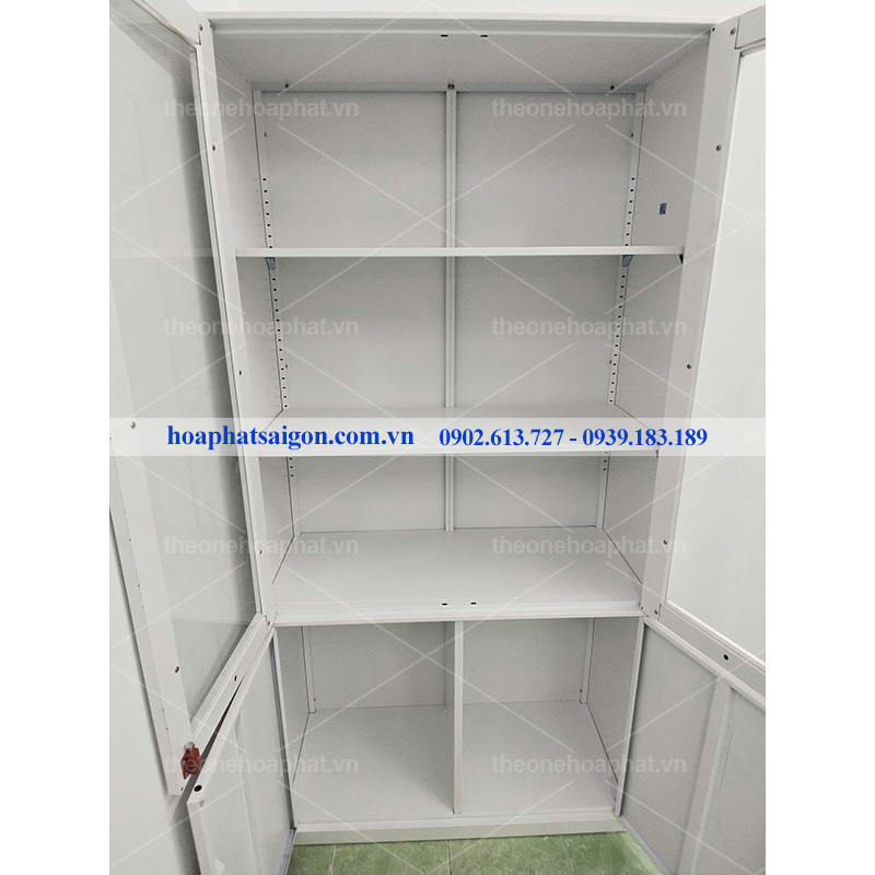 Ảnh thực tế tủ sắt màu trắng TU09K3D bên trong