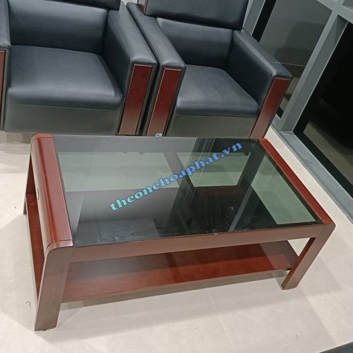 hình thực tế bàn sofa gỗ mặt kính BSF65