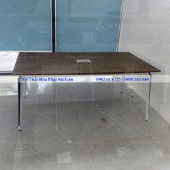 Hình thực tế bàn họp sth1810c16 chân sắt mặt gỗ 1m8