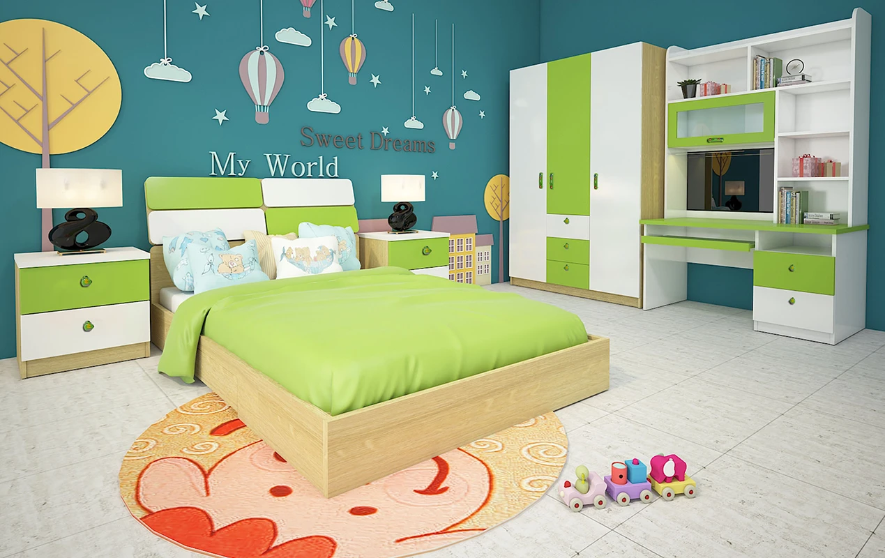 Phòng ngủ xanh cho trẻ mệnh mộc