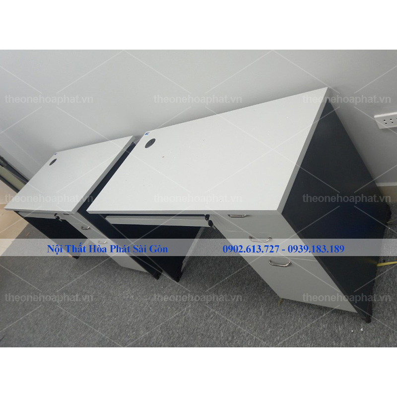 Hình thực tế bàn liền hộc màu ghi HP120SHL3DF