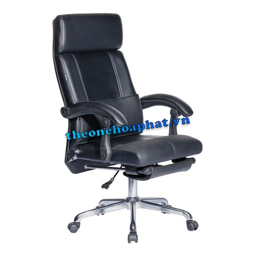 Ghế da trưởng phòng SG931 màu đen, chân xoay thép mạ