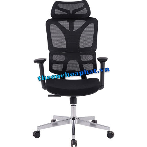 Ghế xoay công thái học GLE19 màu đen có tựa đầu