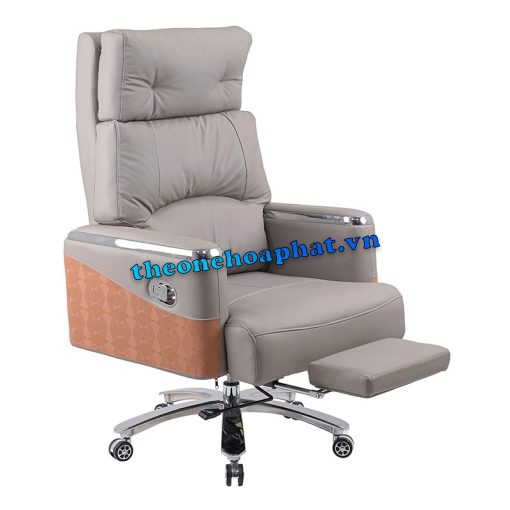 Ghế da lãnh đạo BC02 màu xám có để chân