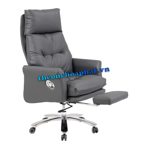 Ghế giám đốc ngả lưng BC06 bọc da màu đen xám có để chân
