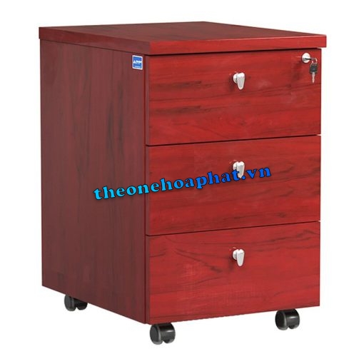 Hộc tủ đụng tài liệu gỗ sơn pu di động M3D, 3 ngăn kéo