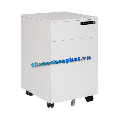 Hộc tủ sắt mini di động HS5DT màu trắng, khóa số