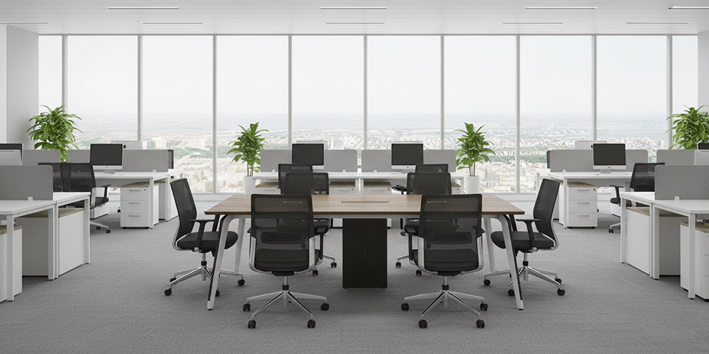 Bàn họp chữ nhật chân sắt