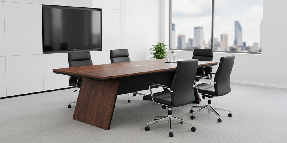 bàn họp chữ nhật gỗ công nghiệp sang trọng