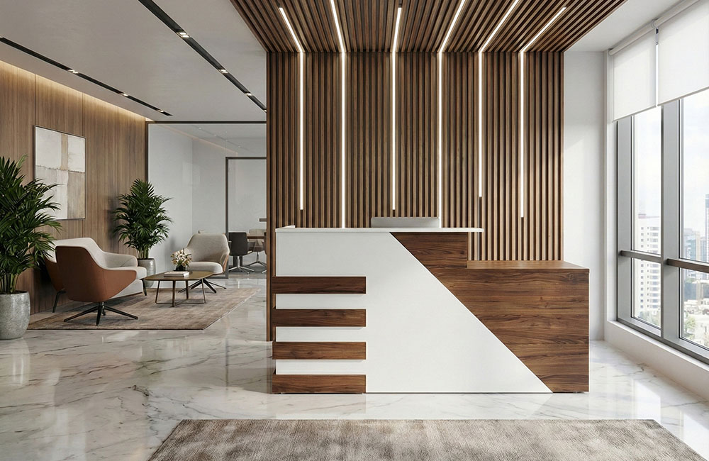 Bàn quầy lễ tân BQ103-18 dài 1.8m