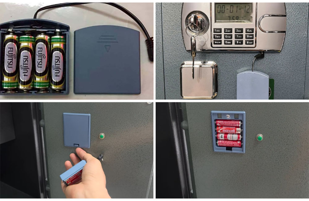 Mở khóa két sắt bằng hộp tiếp pin