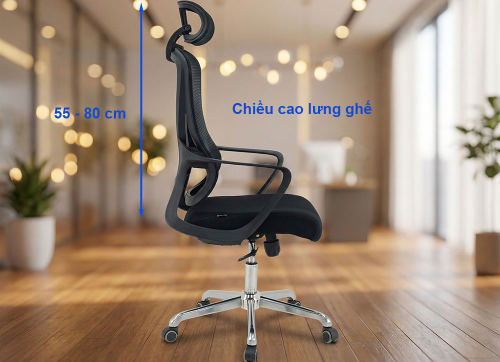 Chiều cao lưng tựa ghế xoay văn phòng
