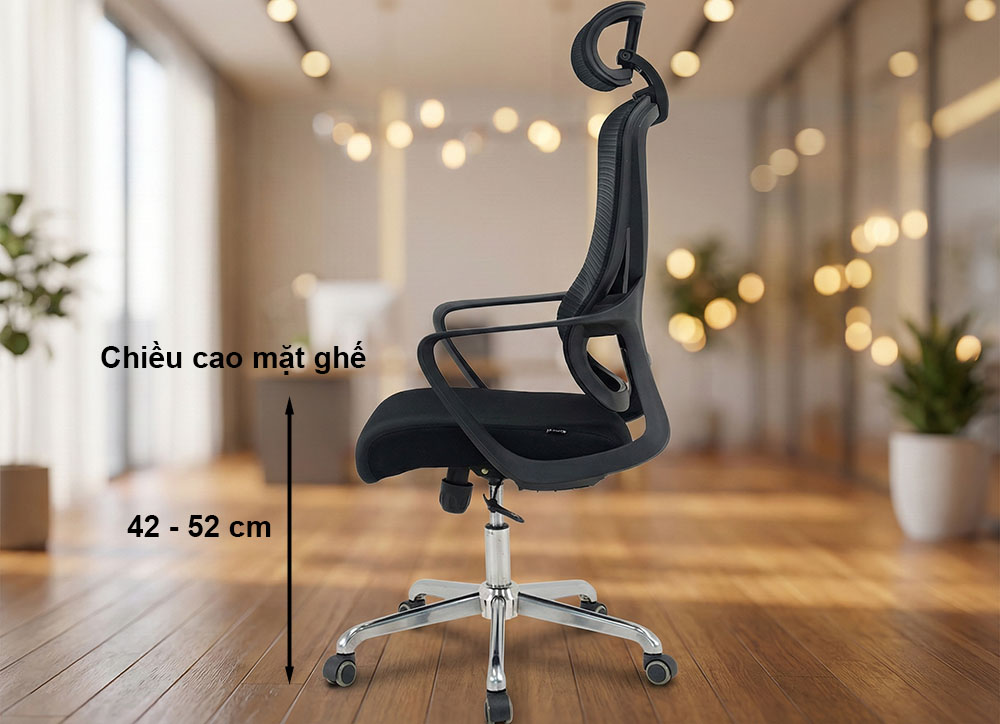 Chiều cao đệm ghế xoay văn phòng