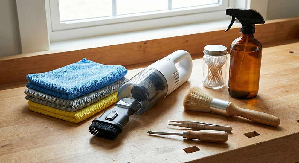 dụng cụ vệ sinh ghế lưới công thái học