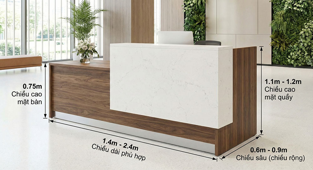 Kích thước quầy lễ tân