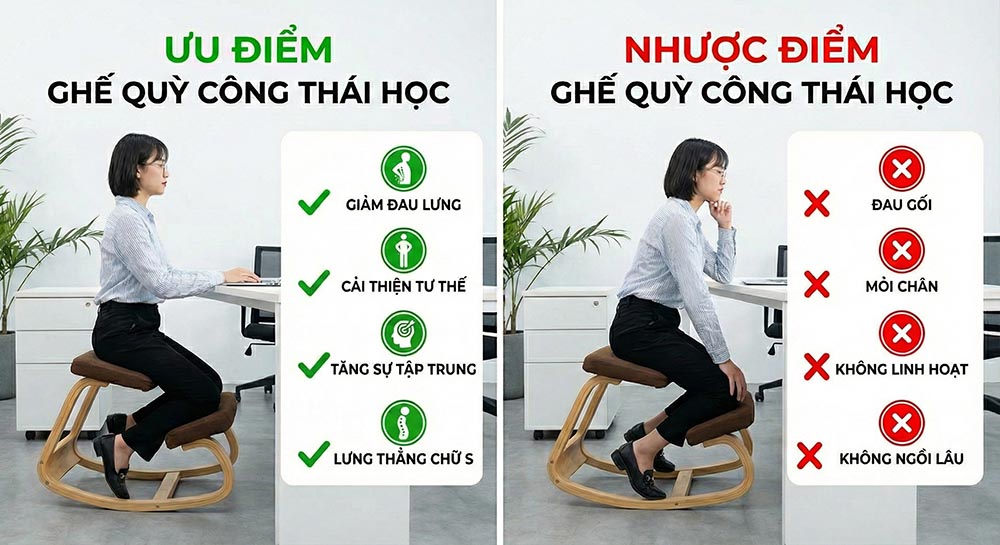 Ưu nhược điểm ghế quỳ công thái học