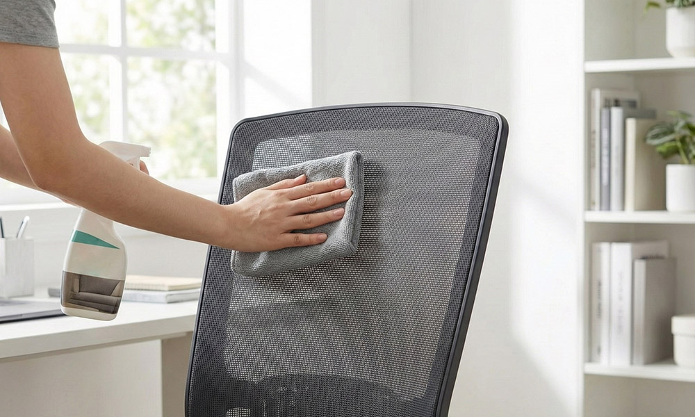 Vệ sinh lưng ghế lưới công thái học