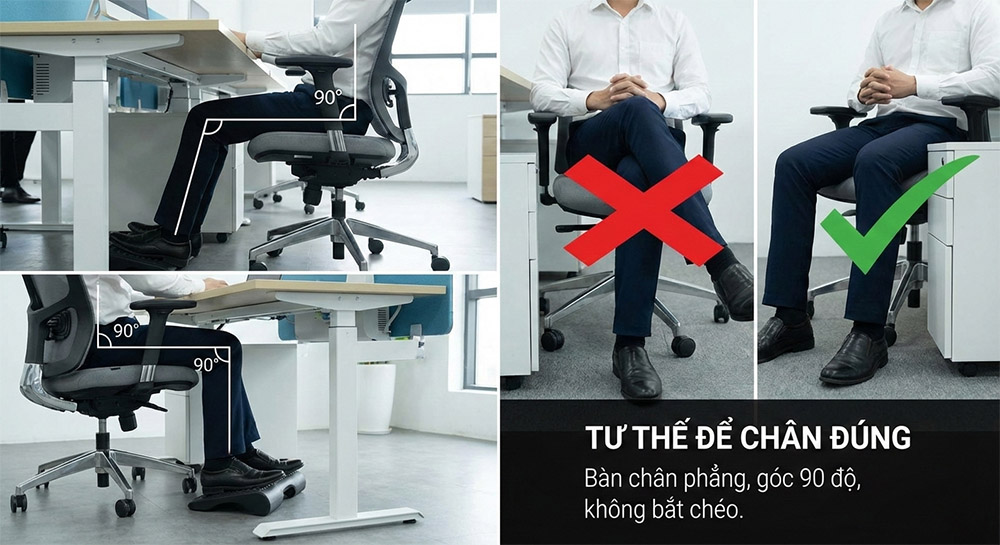 Tư thế ngồi máy tính đúng không tê chân