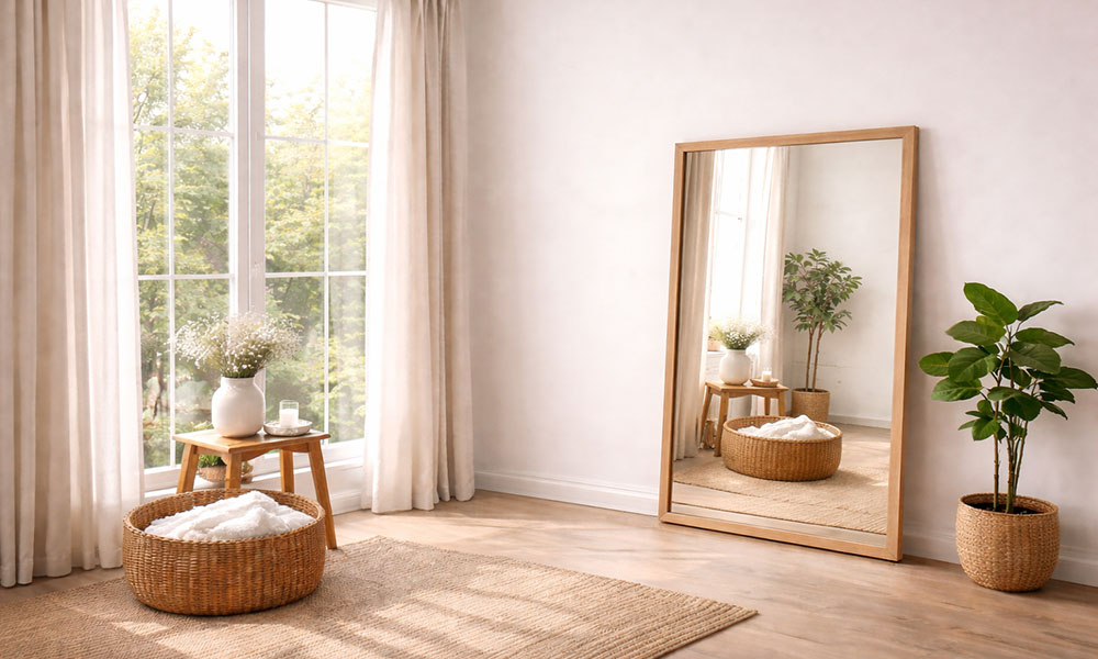 Đặt gương vuông góc với cửa sổ