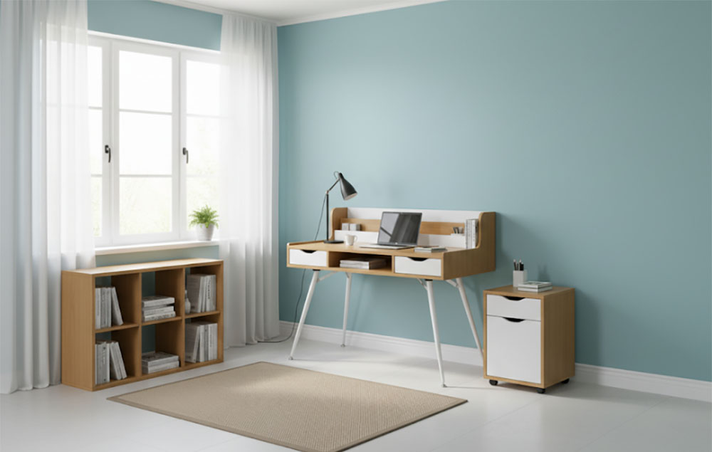 Bàn làm việc chân sắt liền giá