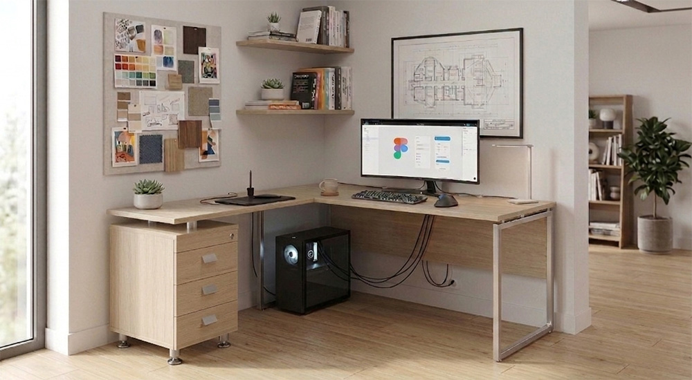 Bàn làm việc chữ L dành cho dân thiết kế HR160C2